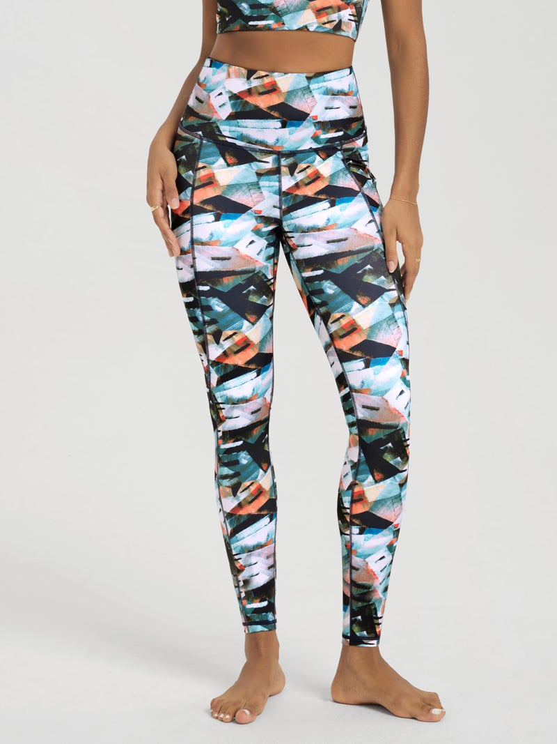 ODODOS Women's High Waisted Full Length Yoga Leggings with Pockets, 28" Inseam Tummy Control Non See Through Workout Athletic Running Yoga Pants, FineArt, Small - Image 2